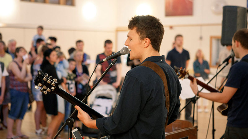 Music group leading worship